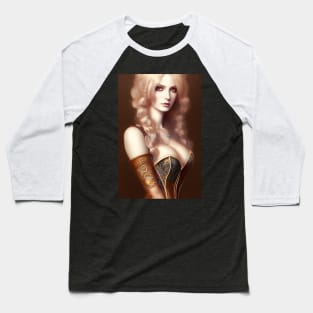 Beautiful Steampunk Blonde in Corset Artwork Baseball T-Shirt